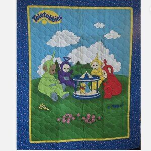Fabric Material Panel Quilted Teletubbies 1999 Ragdoll productions doublesided